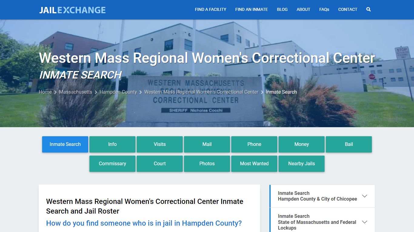 Western Mass Regional Women's Correctional Center Inmate Search