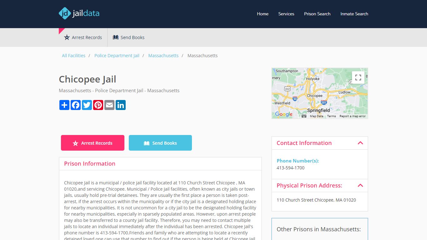 Chicopee Jail Inmate Search and Prisoner Info - Chicopee, MA - Jaildata.com